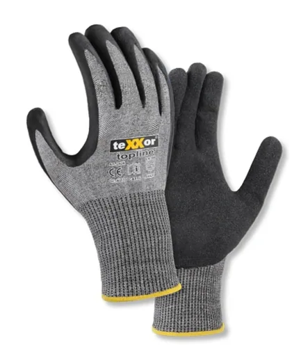 Schnittschutz-Strickhandschuhe besandete Nitrilbeschichtung, 3 Paar, Gr. 10