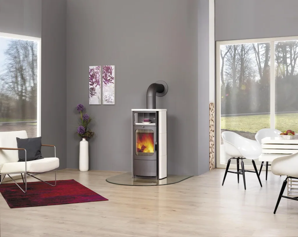 Kaminofen Opera-B (7 kW) creme-weiss, Dauerbrand, Automatik