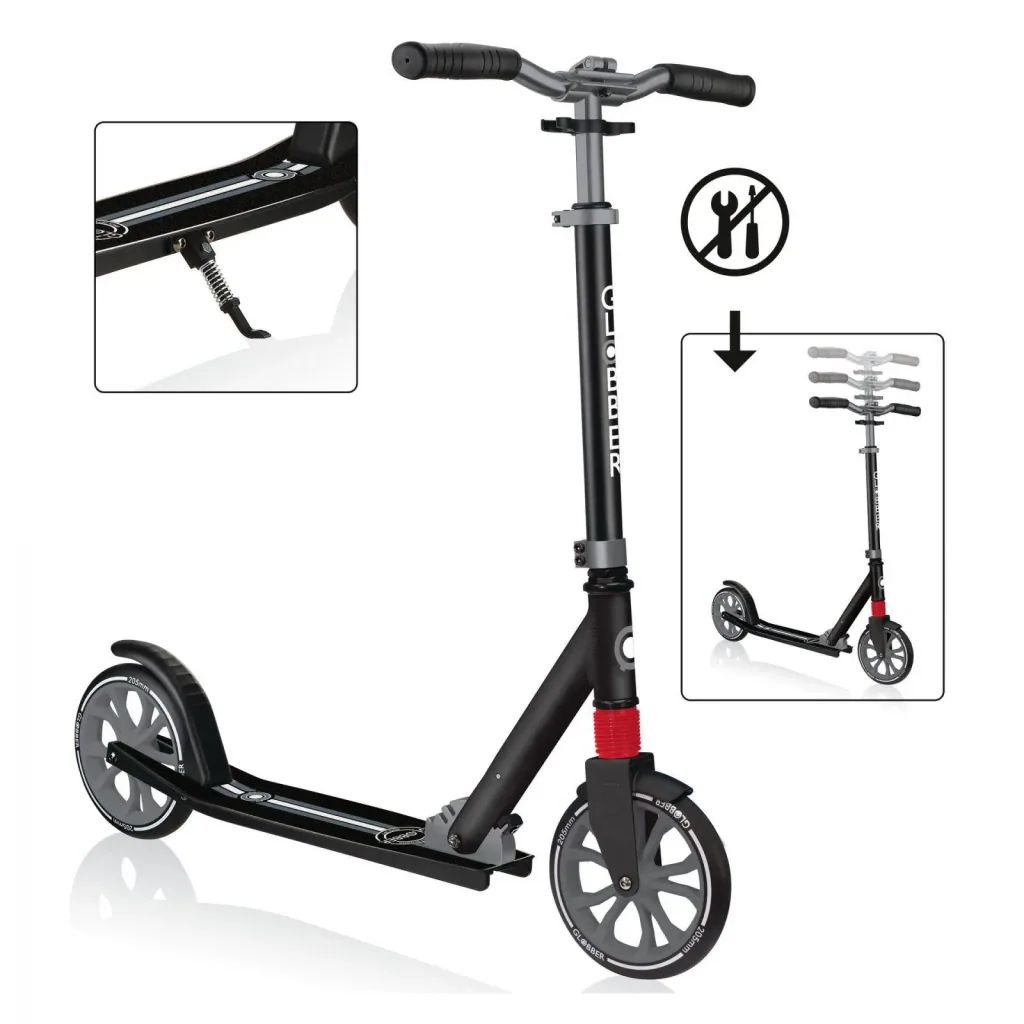 NL 205 Tretroller, 205 mm, ABEC 7, höhenverstellbar, Frontfederung, Klappmechanismus, schwarz-grau