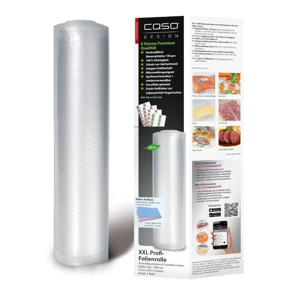 XXL Profi Folienrolle, 40 x 1000 cm, 1 Stück inkl. Food Manager Etiketten