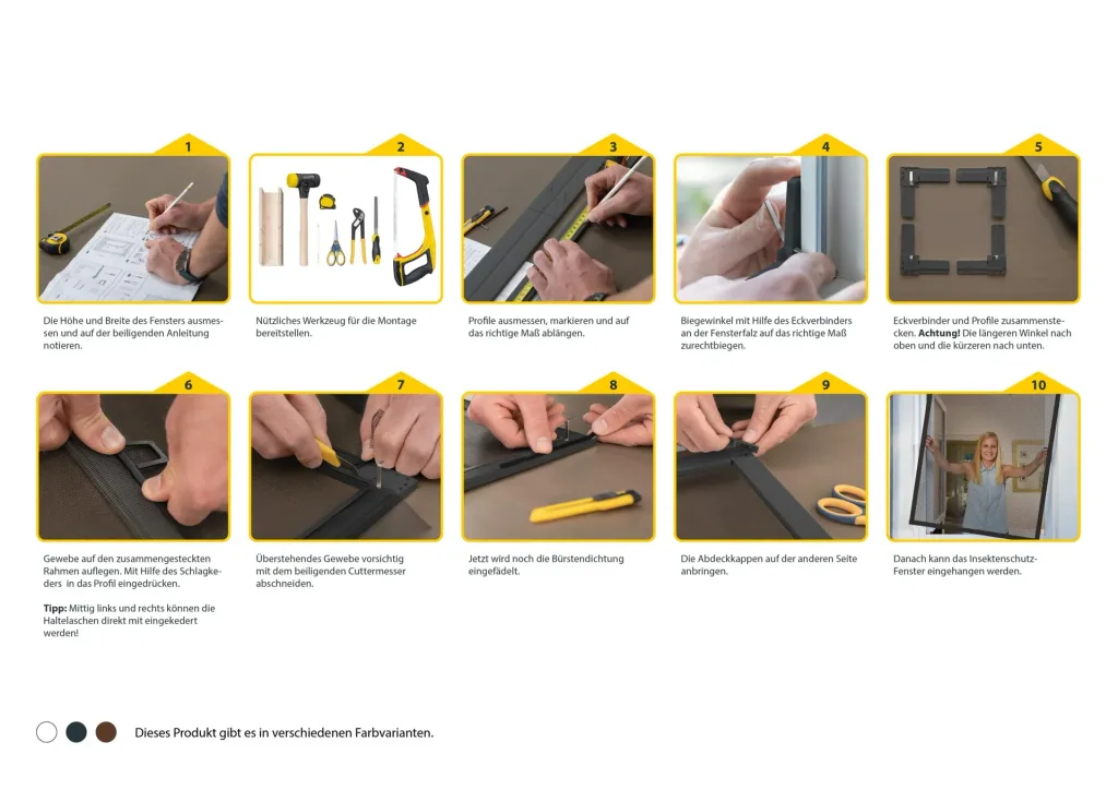 Insektenschutzfenster PLUS mit Alurahmen, Farbe anthrazit, 100 x 120 cm
