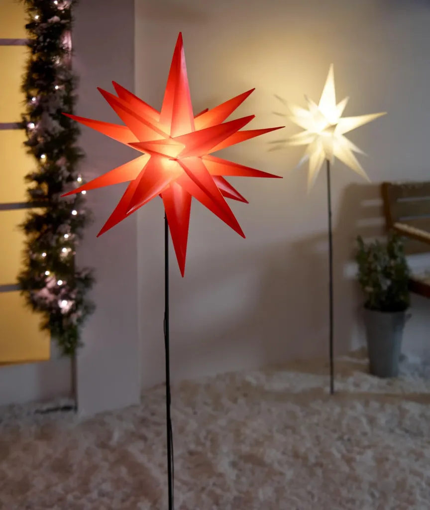 LED Stern, rot, ø 100 cm + 120 cm Stab