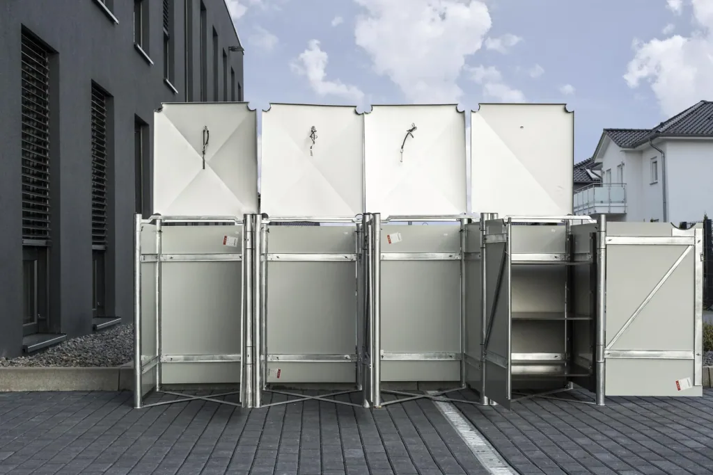 Mülltonnenbox 240 Liter, Grau, 4-fach
