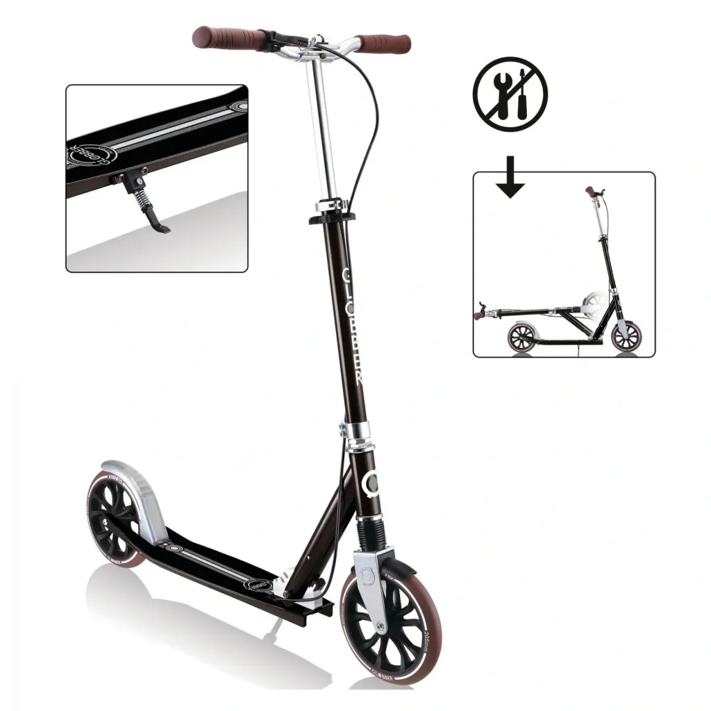 NL 205 Deluxe Tretroller, 205 mm, ABEC 7, Handbremse, höhenverstellbar, Frontfederung, Klappmechanismus, schwarz