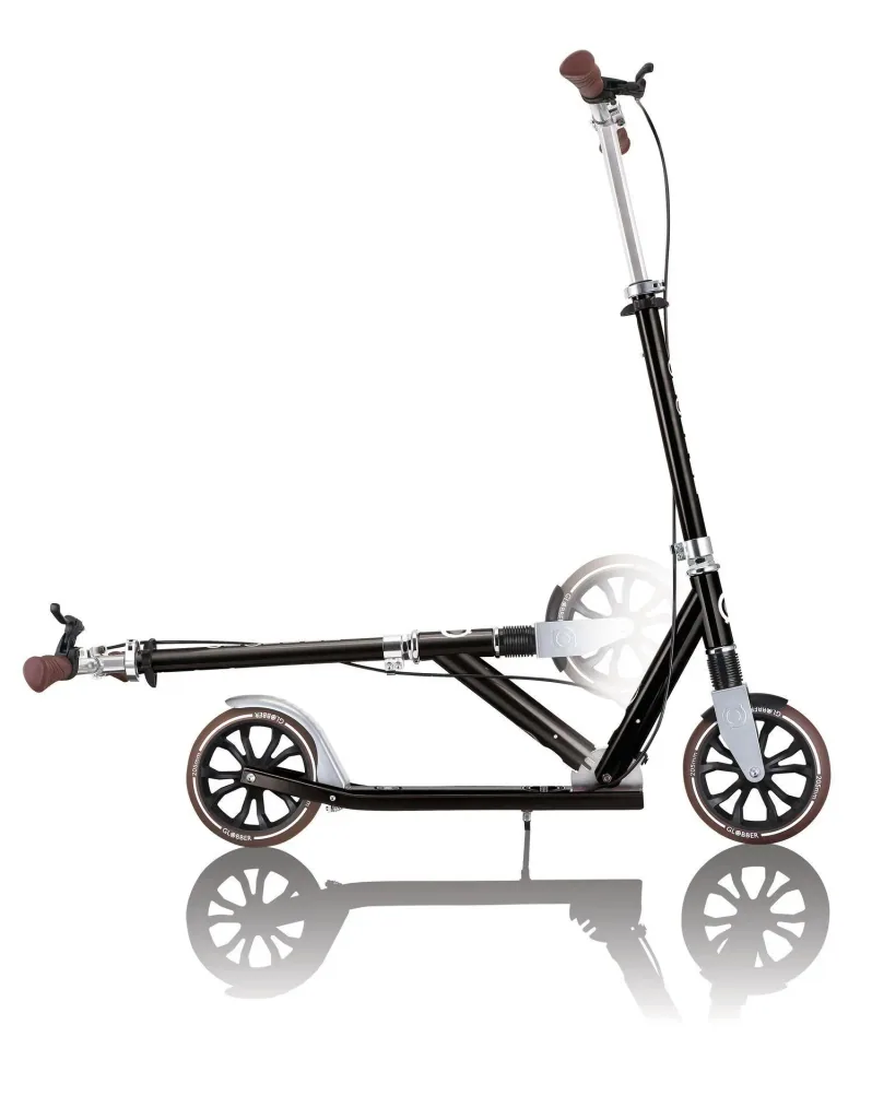 NL 205 Deluxe Tretroller, 205 mm, ABEC 7, Handbremse, höhenverstellbar, Frontfederung, Klappmechanismus, schwarz