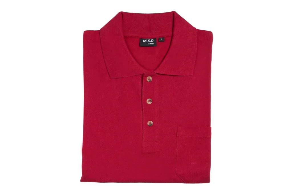 Poloshirt mit Knopfleiste und Brusttasche, Farbe rot, Gr.M