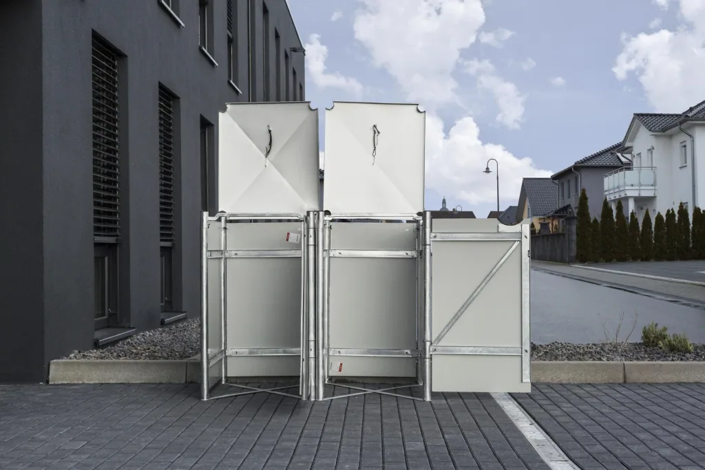 Mülltonnenbox 240 Liter, Kunststoff, Schwarz, mit Verbinder, 2er