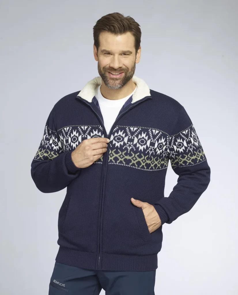 Strickjacke gefüttert, Farbe navy/grün, Gr.3XL