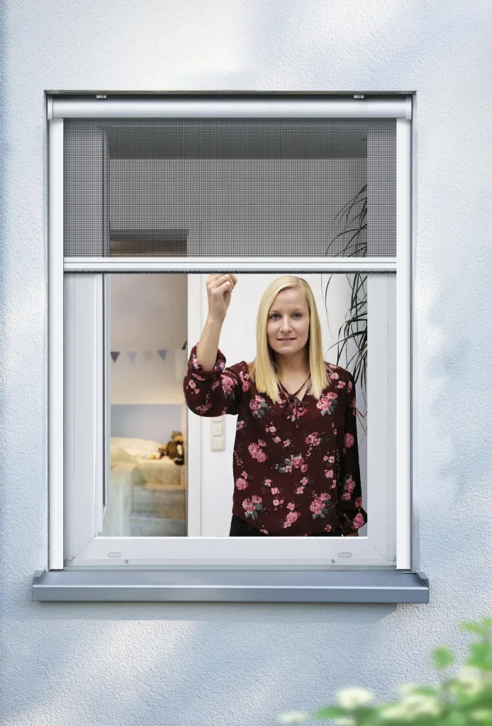 Insektenschutzrollo für Fenster, Farbe weiß, 100 x 160 cm