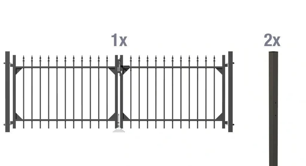 Doppeltor-Set Chaussee inkl. Pfosten 3 x 1 m anthrazit matt