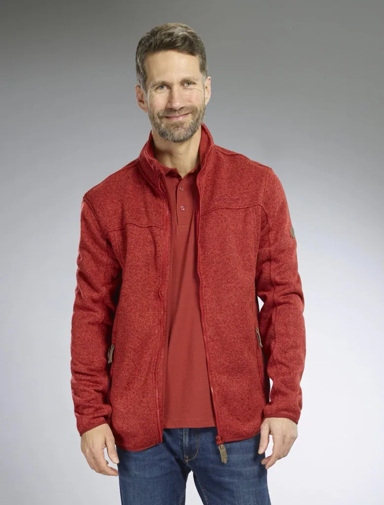 Strickjacke mit Reißverschluss, Farbe rot/melange, Gr.M