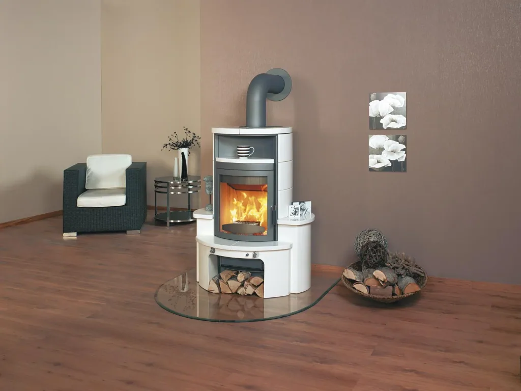 Kaminofen - Avenso ECOplus 8 kW - Kacheln creme-weiß