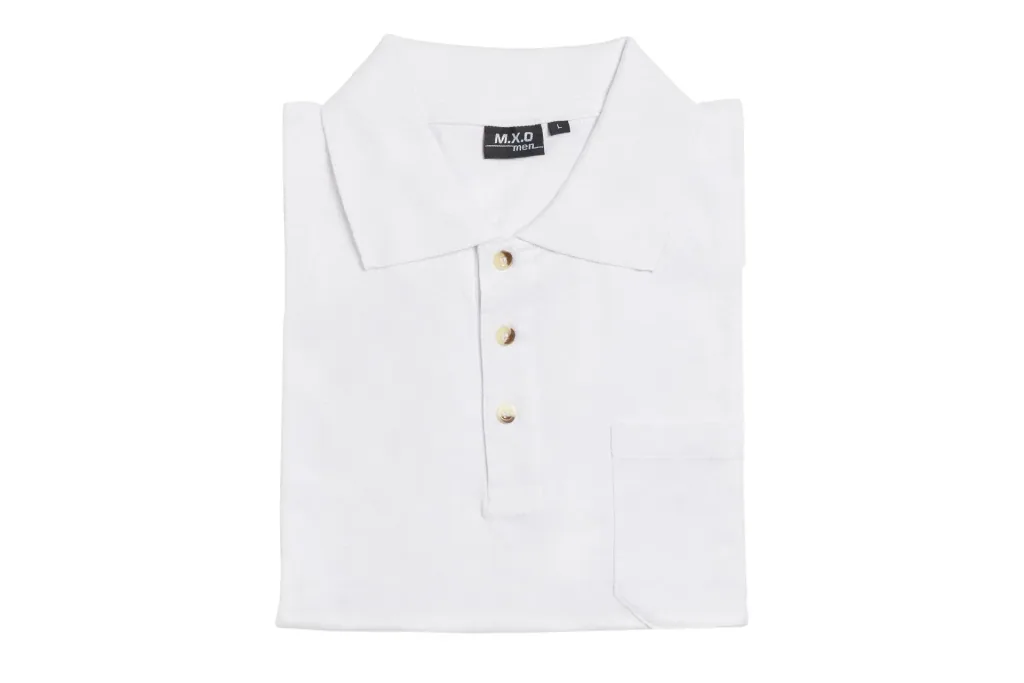 Poloshirt mit Knopfleiste und Brusttasche, Farbe weiß, Gr.L