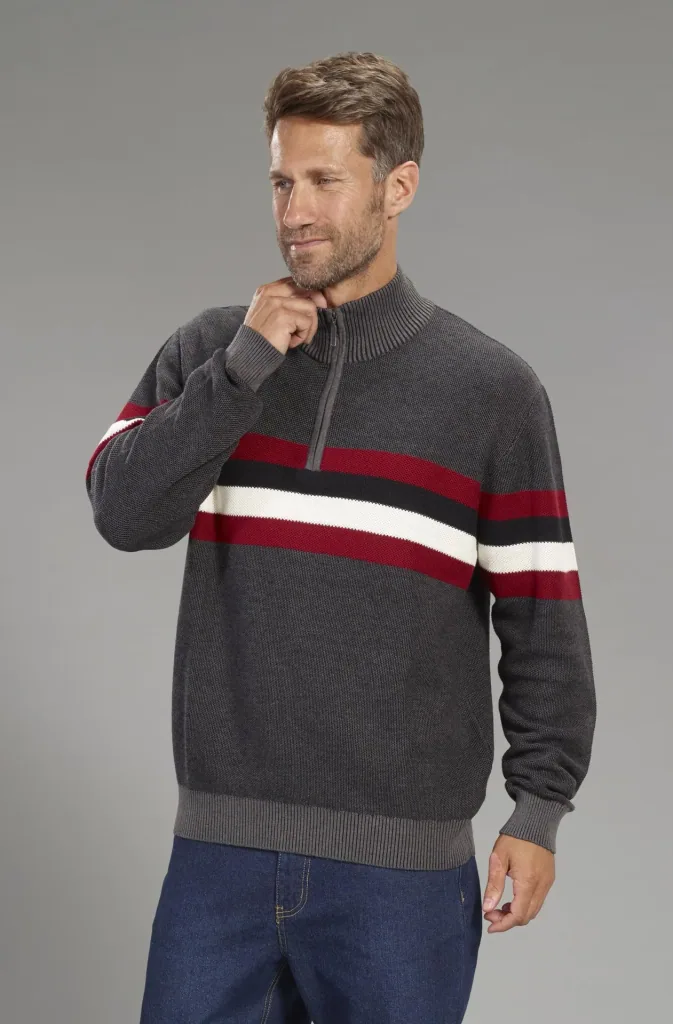 Pullover mit Stehkragen, Farbe grau, Gr.M