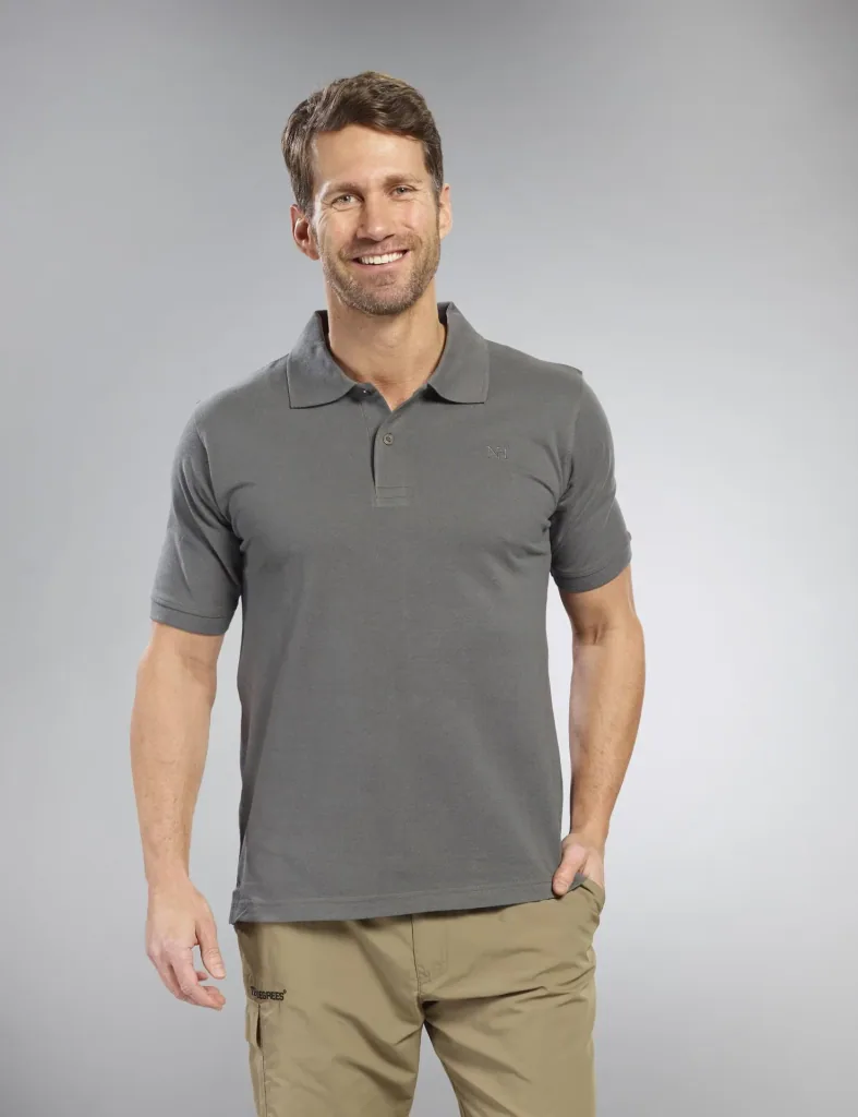 Poloshirt geknöpft, Farbe grau/grün, Gr.2XL