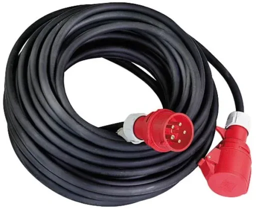CEE Verlängerungskabel 10 m, schwere Gummileitung H07RN-/ 5G1,5 mm²