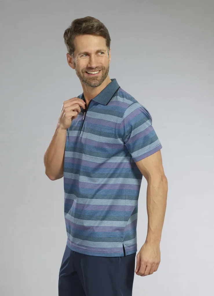 Poloshirt, blau gestreift, Gr.M