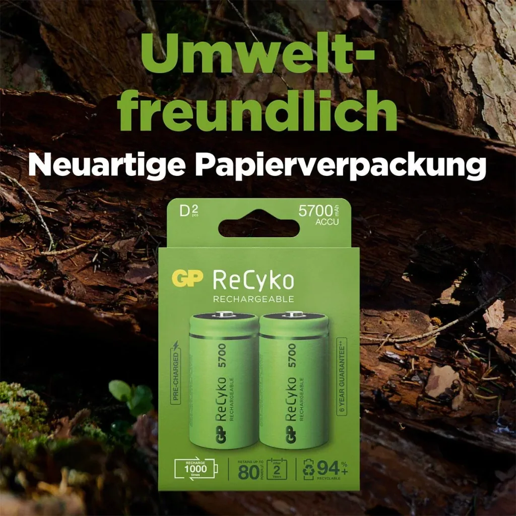 ReCyko Mono D NiMH Akkus mit 5700 mAh, 1,2V - 2 Stück