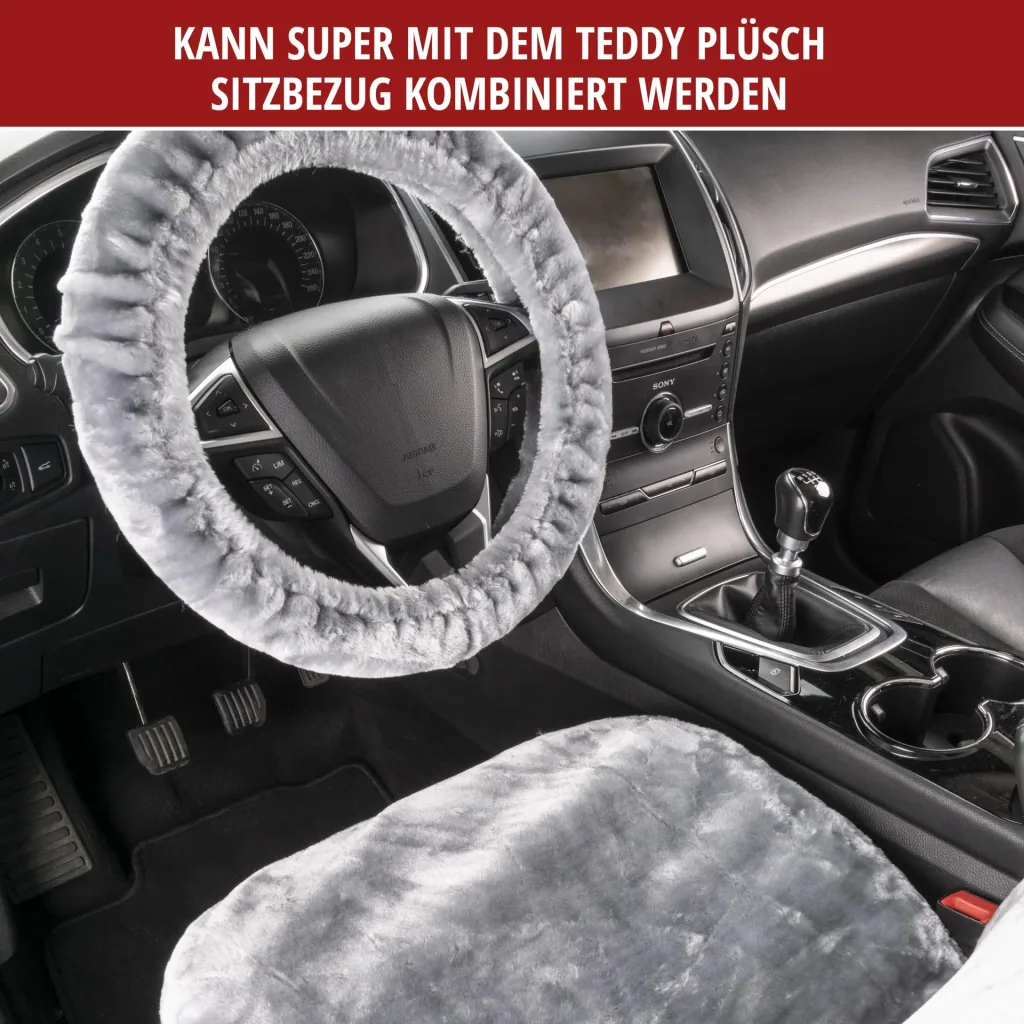 Lenkradbezug "Teddy" aus Kunstfell, Silber