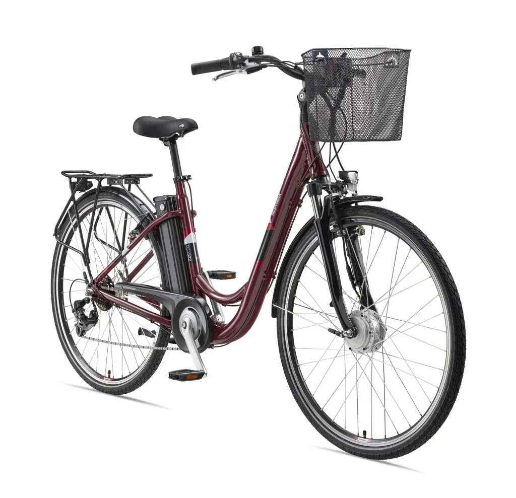 Unisex Alu-City E-Bike, 28 Zoll, 7-Gang Kettenschaltung, weinrot, Multitalent RC822