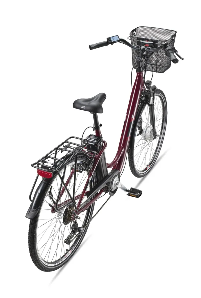 Unisex Alu-City E-Bike, 28 Zoll, 7-Gang Kettenschaltung, weinrot, Multitalent RC822