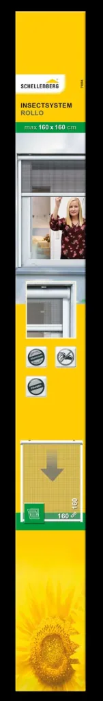 Insektenschutzrollo für Fenster, Farbe weiß, 160 x 160 cm