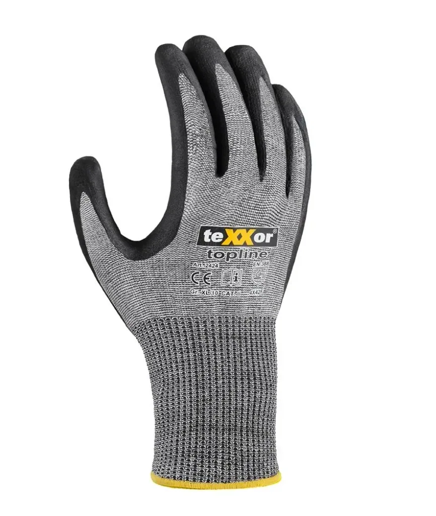 Schnittschutz-Strickhandschuhe besandete Nitrilbeschichtung Gr. 10