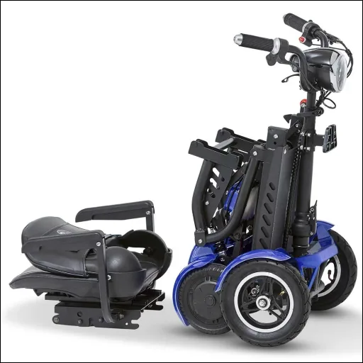 4-Rad E-Mobil Assisi 2.0 6 km/h Safety: 36V/10Ah Li-Ionen mit Gepäck-Tasche/-Korb, Blinker, faltbar, blau