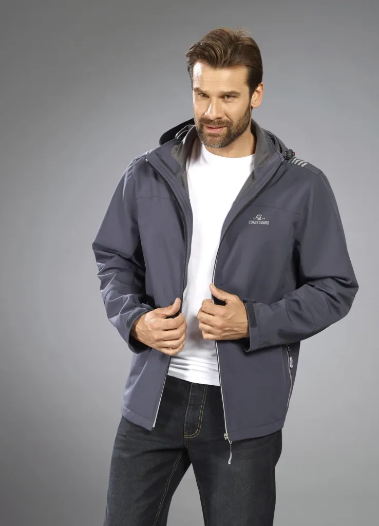 Softshelljacke 2 in 1, mit rausnehmbarer Innenjacke, Frabe grau/bordeaux, Gr.M