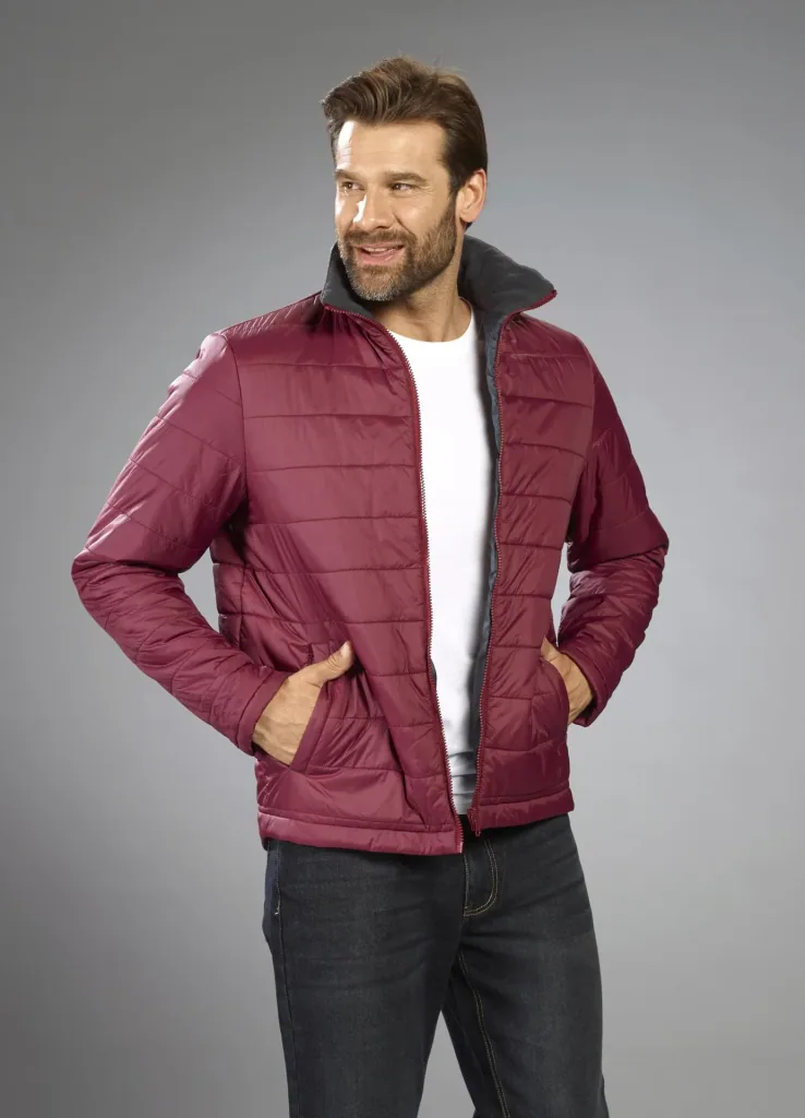 Softshelljacke 2 in 1, mit rausnehmbarer Innenjacke, Frabe grau/bordeaux, Gr.M