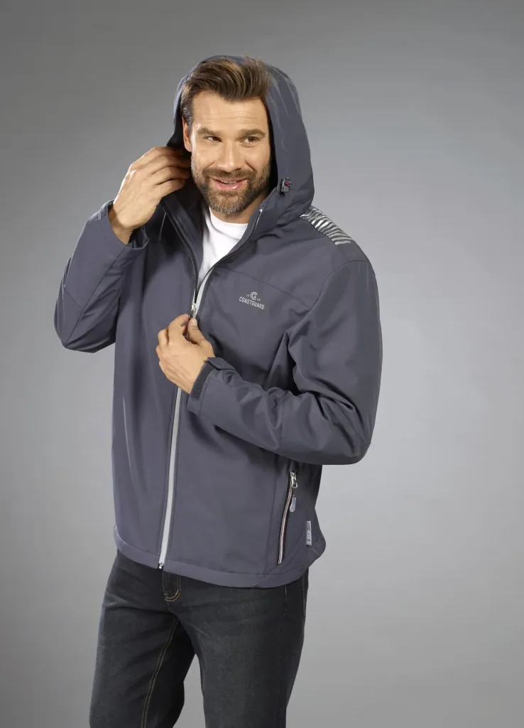 Softshelljacke 2 in 1, mit rausnehmbarer Innenjacke, Frabe grau/bordeaux, Gr.M