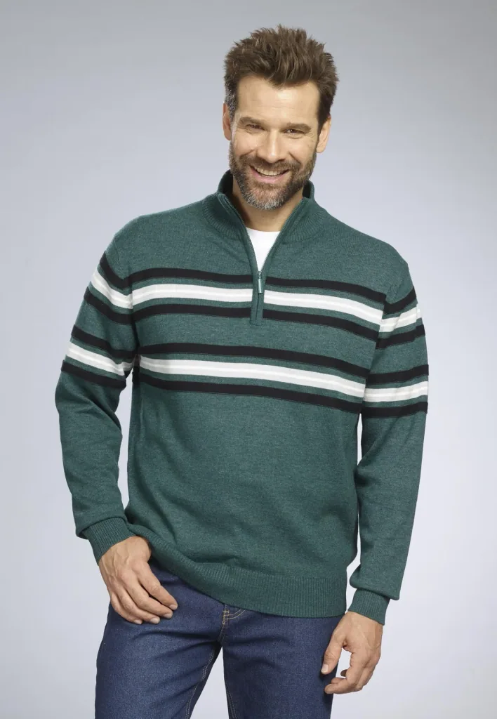 Pullover mit Streifen, Farbe grün, Gr.XL