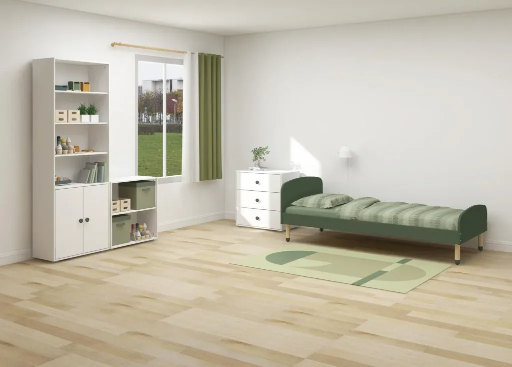 Flexa Bücherregal - Roomie, mit 2 Türen, 72x202,5 cm, Farbe: Weiß/Tiefgrün