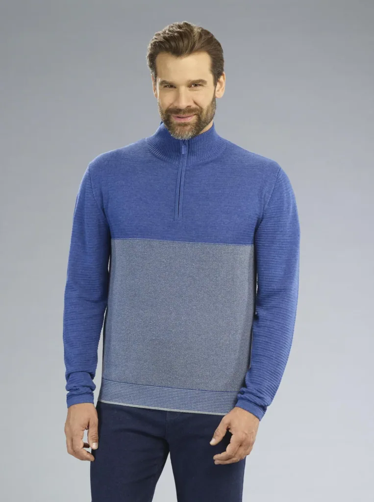 Pullover mit Reißverschluß, Farbe royal, Gr.M