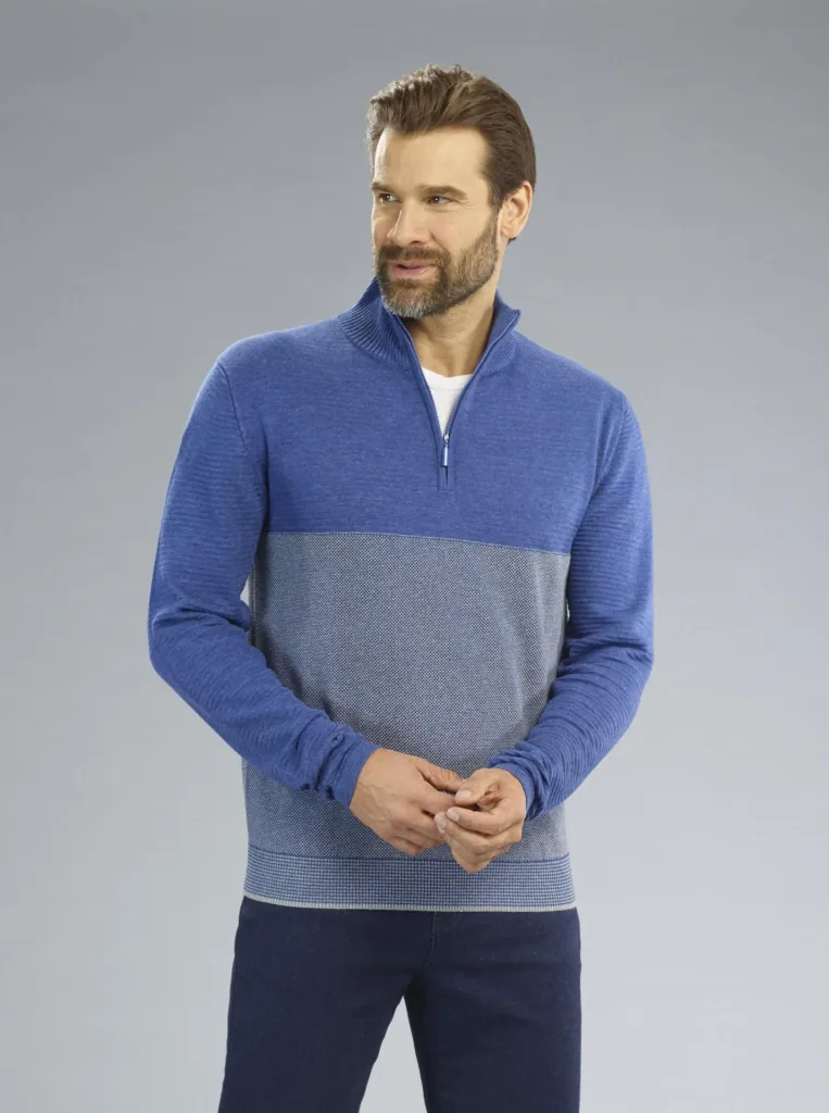 Pullover mit Reißverschluß, Farbe royal, Gr.M