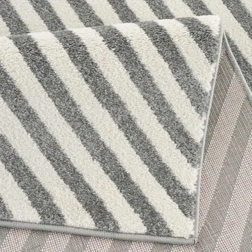 Livone Teppich Stern & Diagonal Streifen grau, Teppichgrösse: 120 x 180 cm