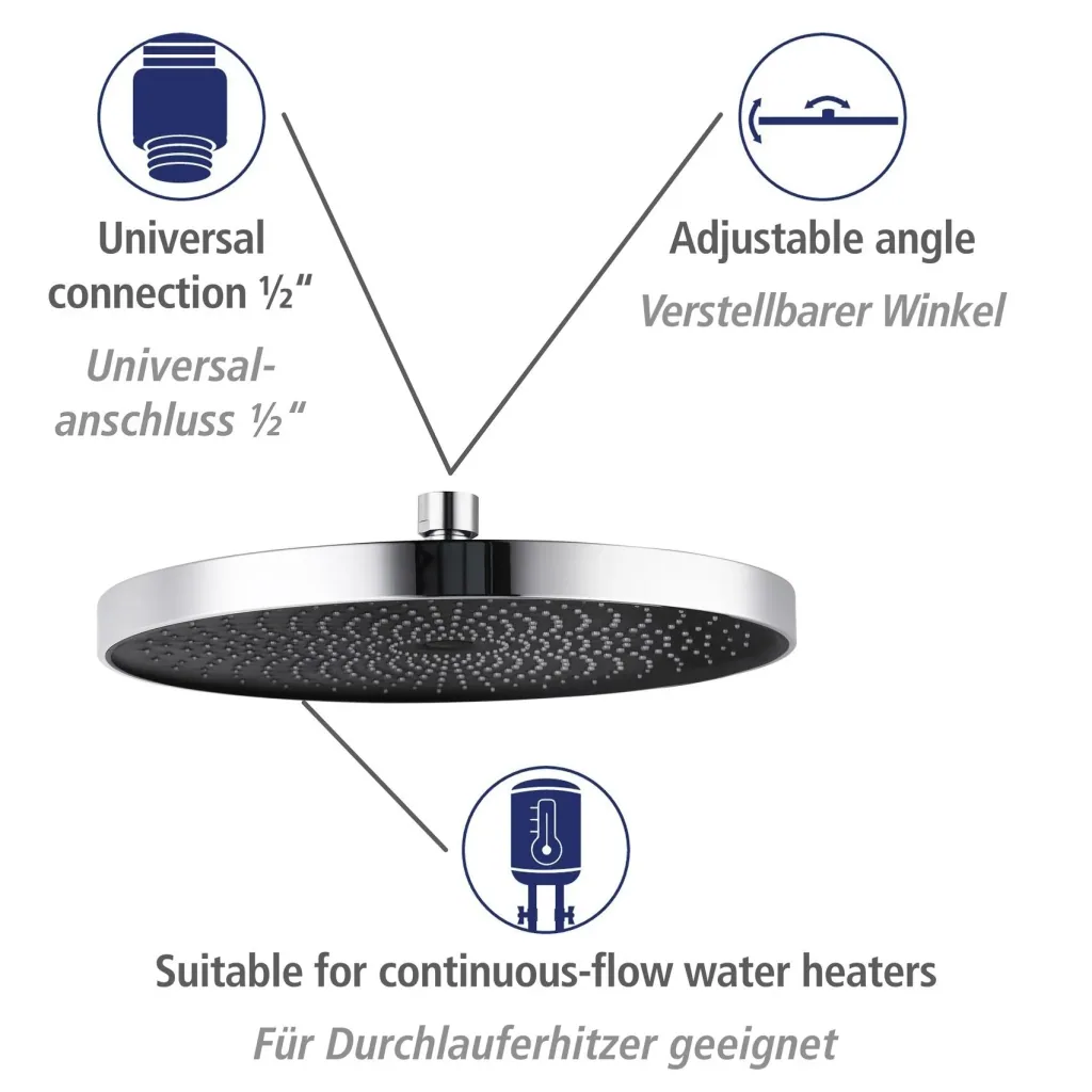 Duschsystem Softwater Chrom - einfacher Anschluss an bestehende Armatur oder Wandanschlussbogen