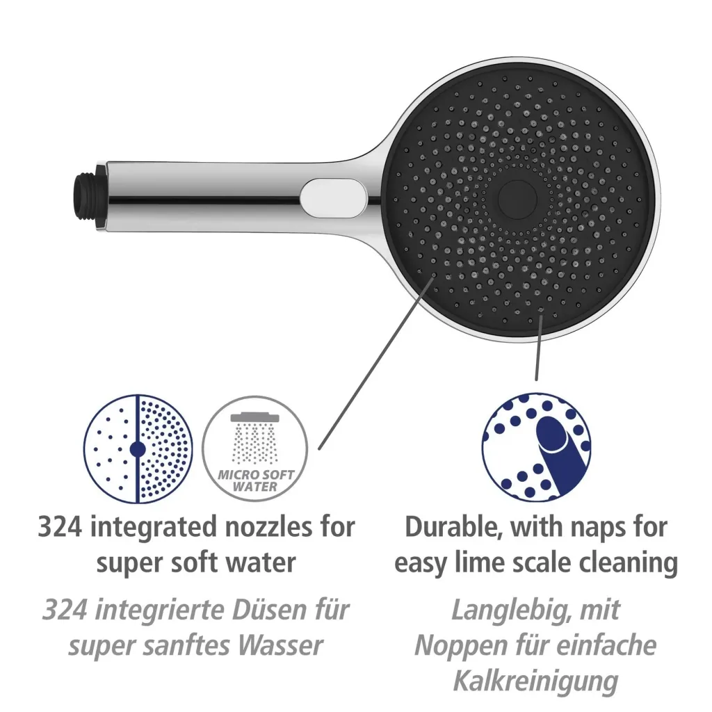 Duschsystem Softwater Chrom - einfacher Anschluss an bestehende Armatur oder Wandanschlussbogen