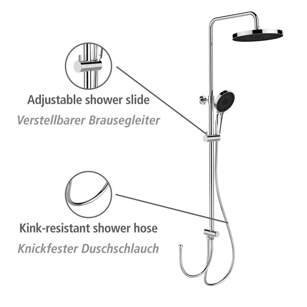 Duschsystem Softwater Chrom - einfacher Anschluss an bestehende Armatur oder Wandanschlussbogen