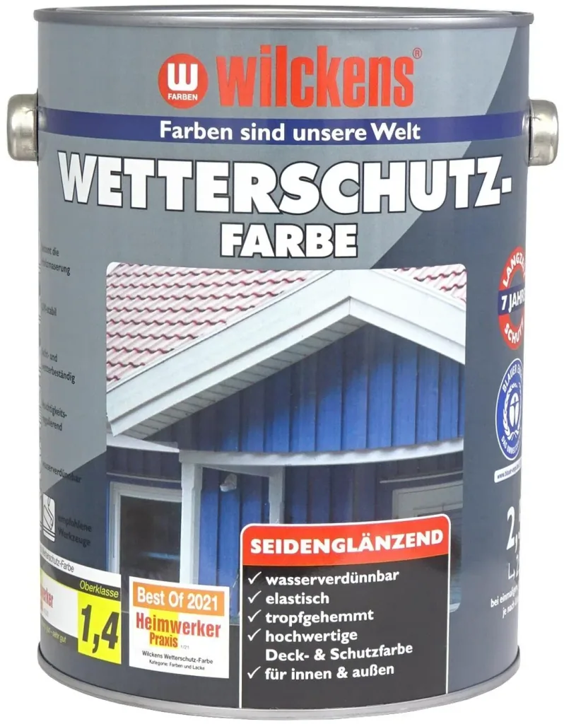 Wetterschutzfarbe RAL 7001, silbergrau, 2,5 Liter