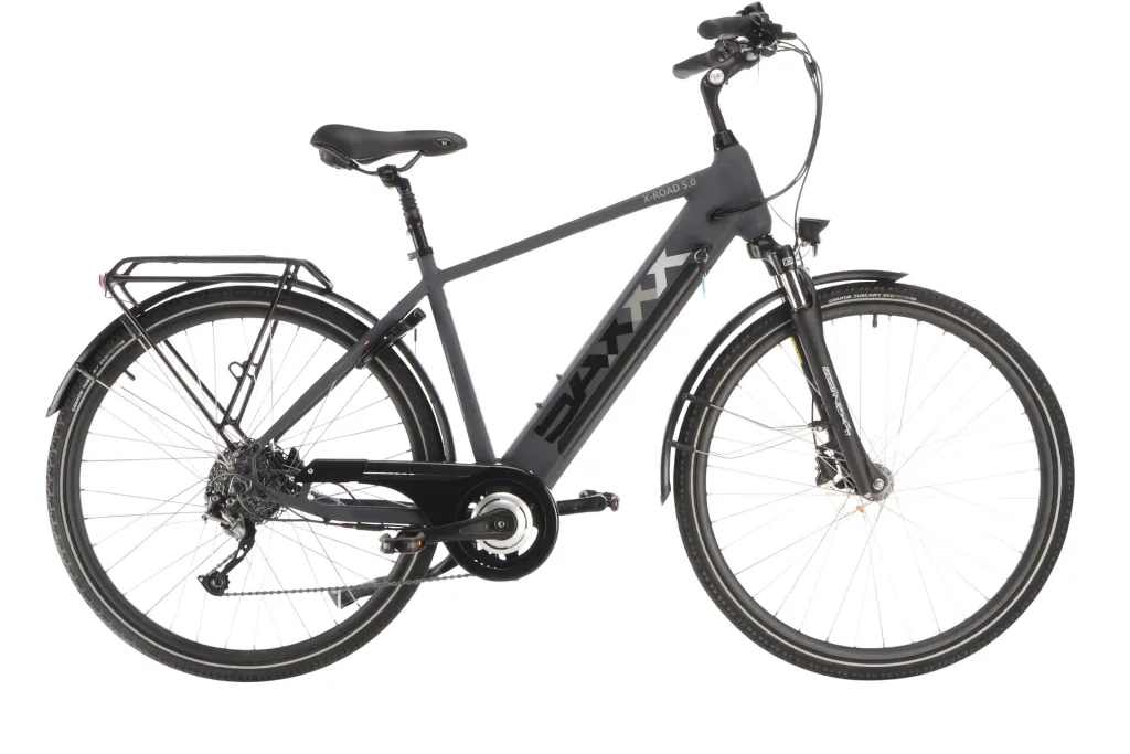 Herren Trekking E-Bike, 28 Zoll, Rahmenhöhe 50 cm 9-Gang Kettenschaltung blaugrau, Kempten