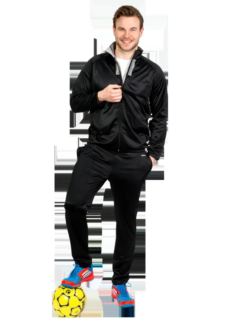 Trainingsanzug, 2-teilig, schwarz/grau, Gr. M