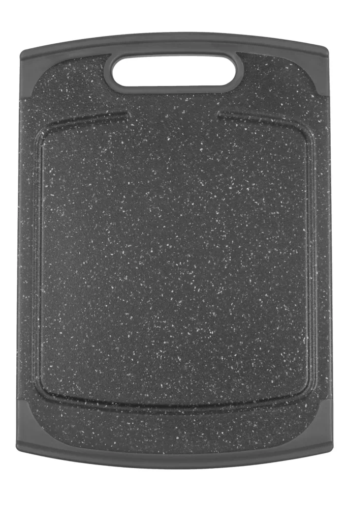 Set Schneidebrett mit Saftrinne, in Granitoptik, Schwarz, 250 x 140 mm, 2er-Set