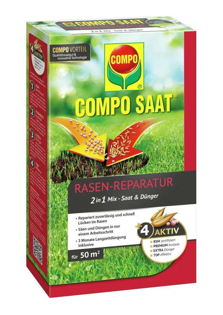 Rasen Reparatur Mix Samen & Dünger 1200 g, für 50 m²