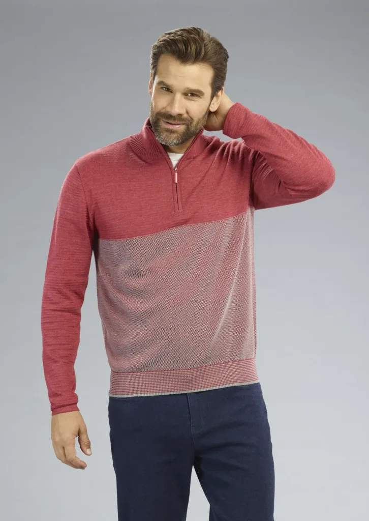 Pullover mit Reißverschluß, Farbe rot, Gr.M