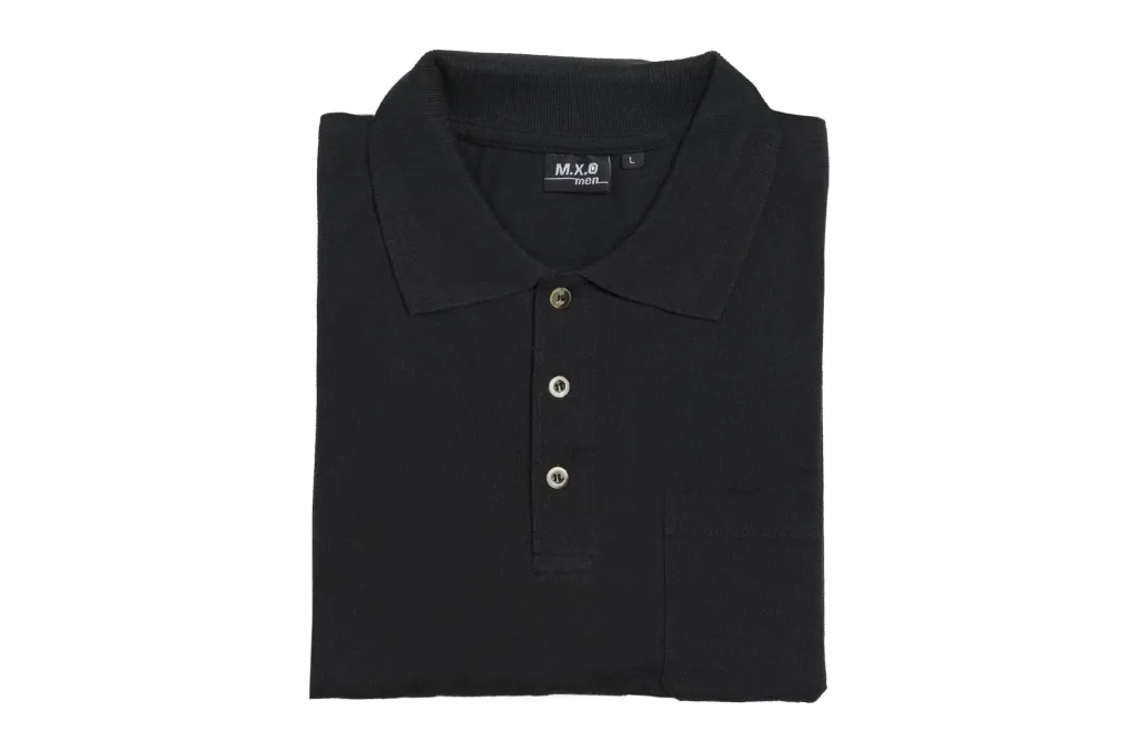 Poloshirt mit Knopfleiste und Brusttasche, Farbe schwarz, Gr.4XL