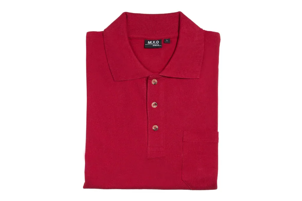 Poloshirt mit Knopfleiste und Brusttasche, Farbe rot, Gr.3XL