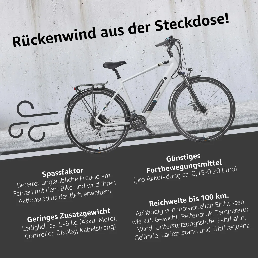 Herren Alu Trekking E-Bike, 28 Zoll, Rahmenhöhe 50 cm, 24-Gang Kettenschaltung, kreide, XC941 Expedition