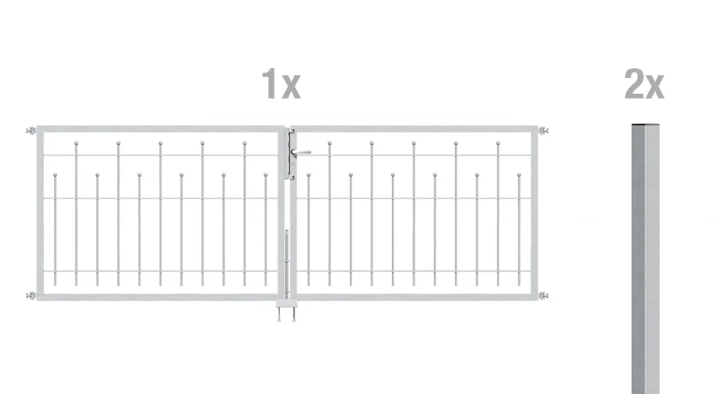 Doppeltor-Set Madrid inkl. Pfosten 3 x 1 m feuerverzinkt