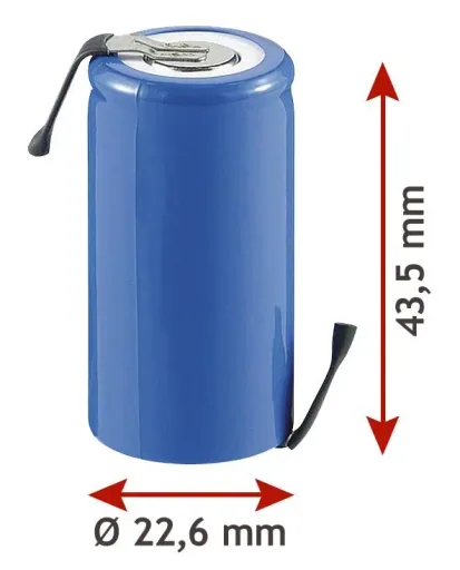 NiMH Akku SUB-C mit 4500mAh und Z-Lötfahne im Kunststoffmantel